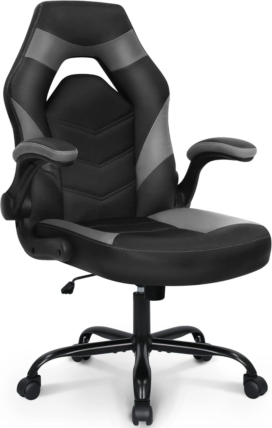 Video Gaming Chair Ergonomic Computer Desk Office Chair with Lumbar Support Adjustable Height Swivel Wheels Flip-Up Arms