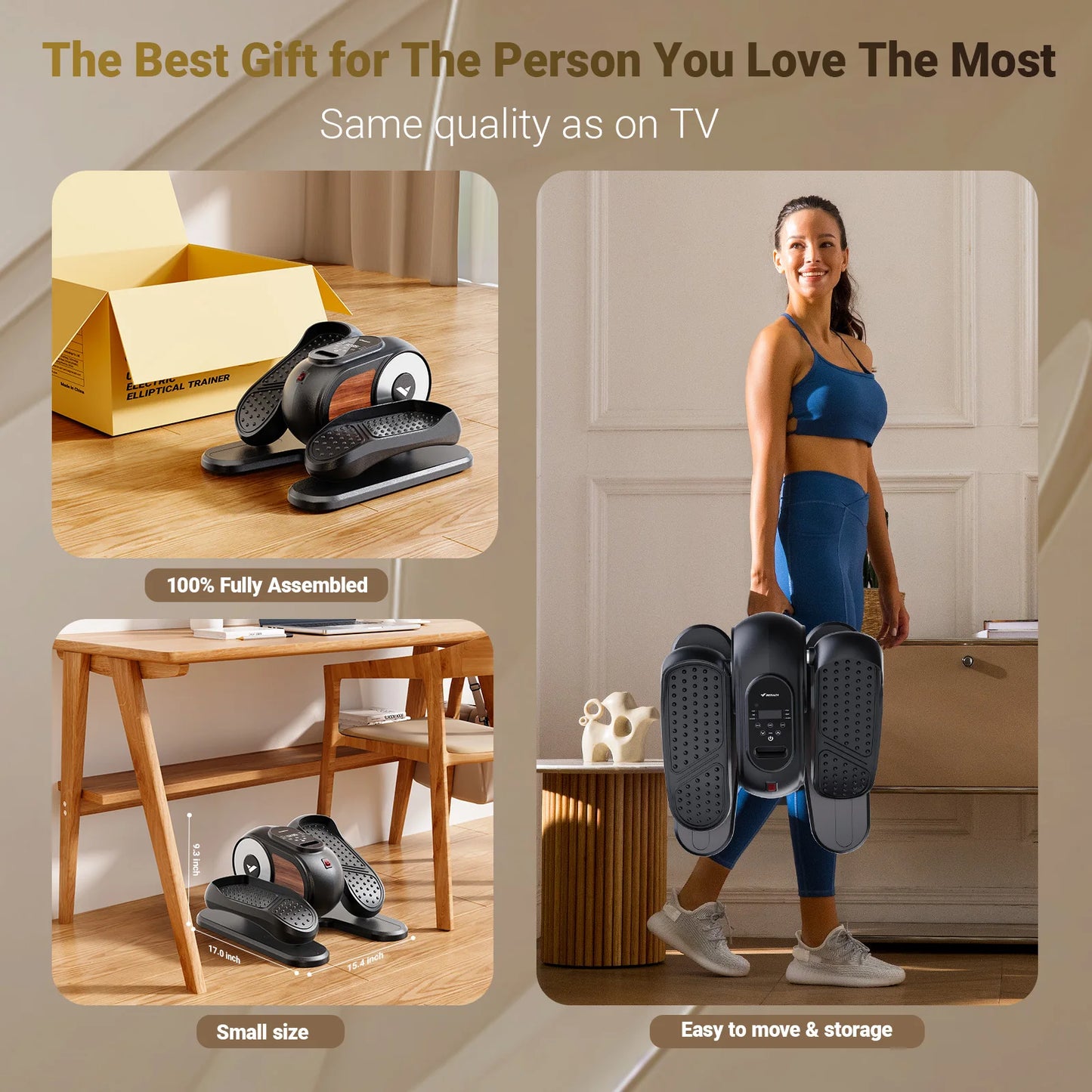 MERACH Under Desk Elliptical Leg Exerciser Electric for Seniors Remote Control&Adjustable Speeds Portable Seated Pedal Exerciser