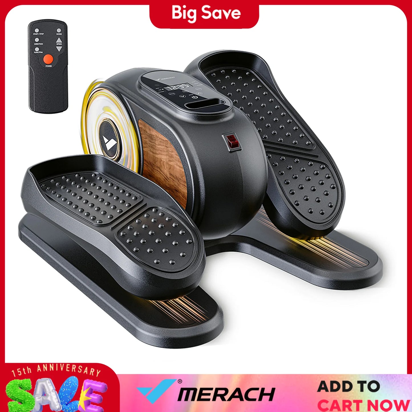 MERACH Under Desk Elliptical Leg Exerciser Electric for Seniors Remote Control&Adjustable Speeds Portable Seated Pedal Exerciser