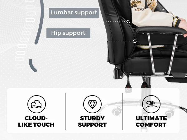 Big and Tall Gaming Chair with Pocket Spring Lumbar Support, Ergonomic Office Chair with Footrest