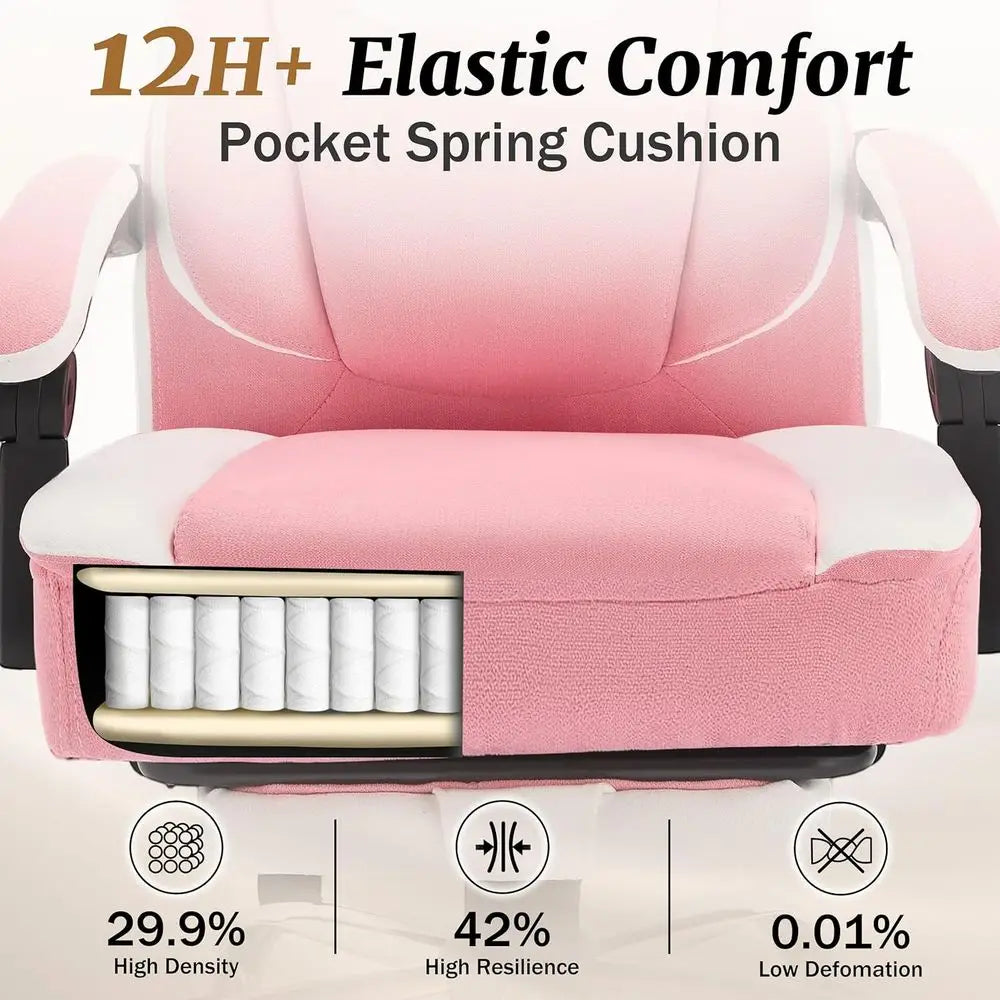 Massage Office Chair with Foot Rest,6-Point Vibration & Heat Reclining Computer Chair,Big and Tall Fabric Office Chair for Heavy