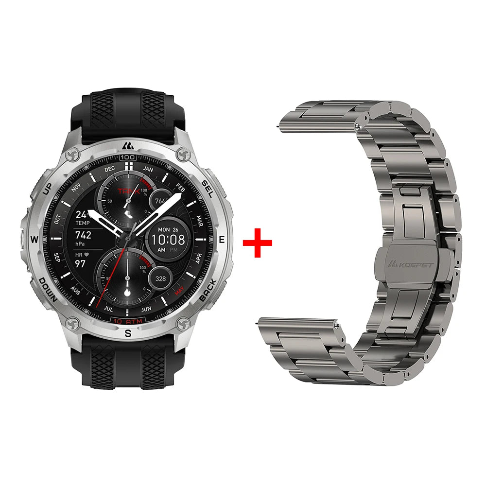 KOSPET Tank T4 Smart Watch for Men GPS Offline Maps 32G ROM 10ATM Waterproof Heart Rate Diving Skiing Hiking for Android IOS