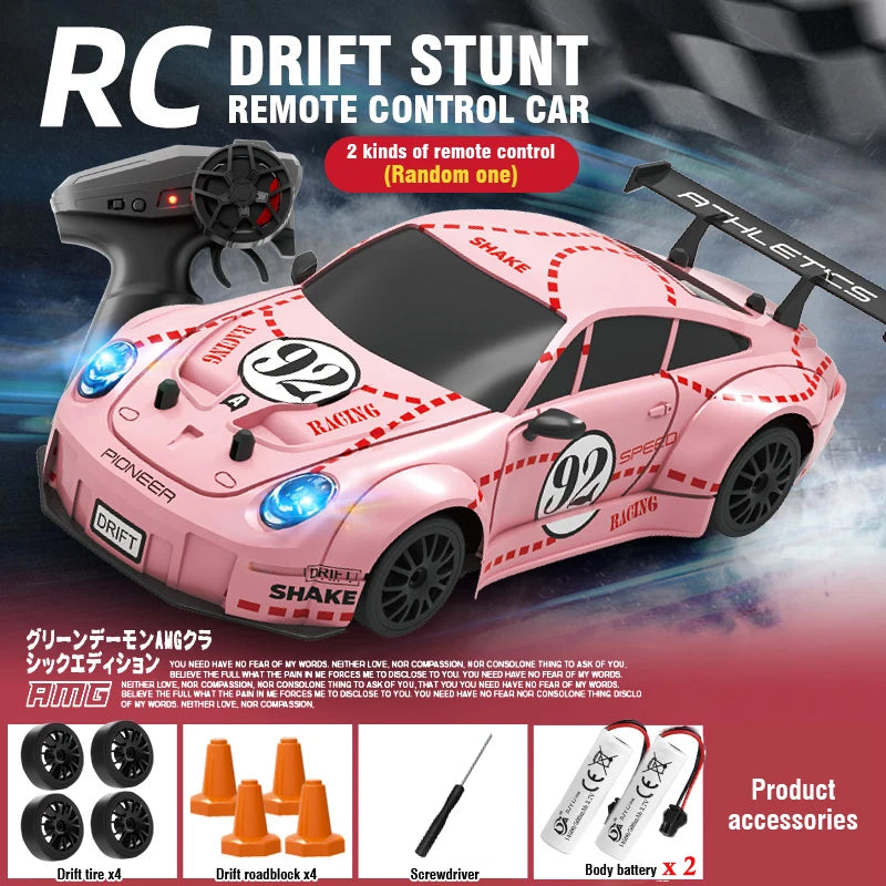 2.4G RC Drift Racing Cars Replaceable Tire High Speed Remote Control Supercar Vehicle with Lights Competition Race Car Boys Gift