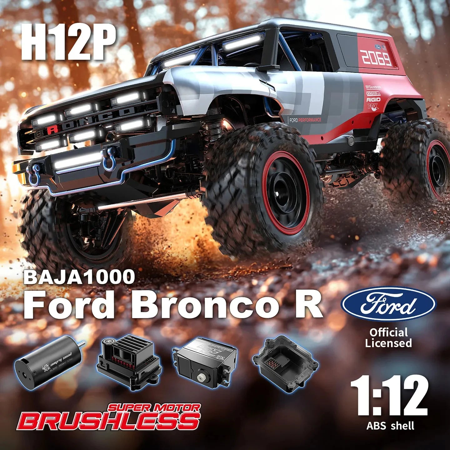 MJX 1:12 H12P Brushless High-Speed Remote Control Car Professional RC Climbing Car Four-Wheel Drive Off-Road Vehicle RTR