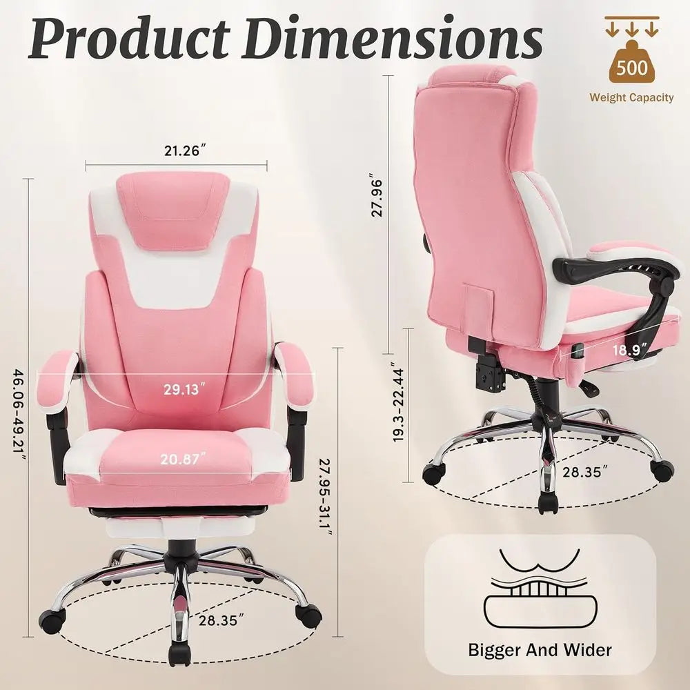 Massage Office Chair with Foot Rest,6-Point Vibration & Heat Reclining Computer Chair,Big and Tall Fabric Office Chair for Heavy