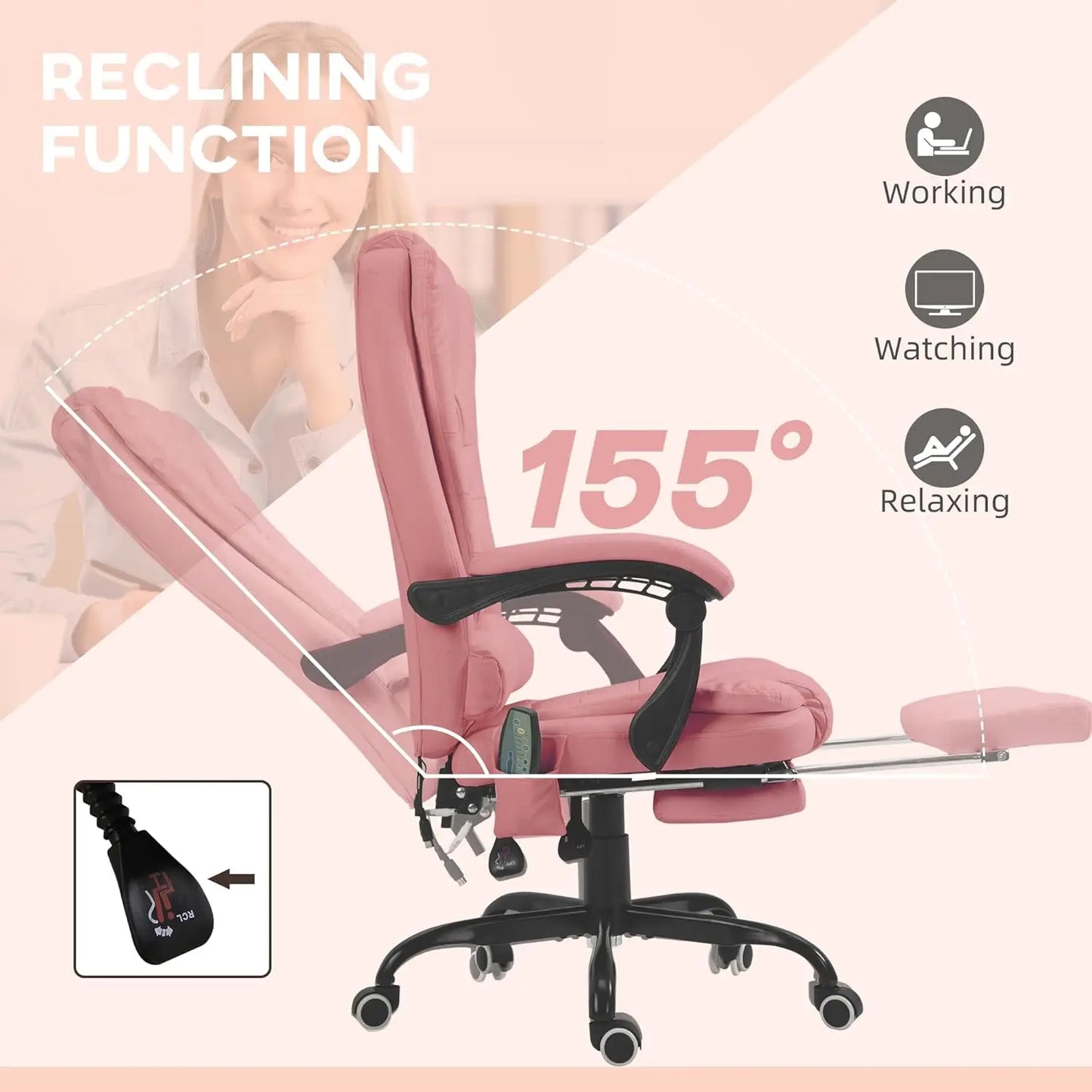 Ergonomic Office Chair with Footrest and Heated,Update Massage Gaming Chair with 7 Vibration Point, Suit for Heavy People