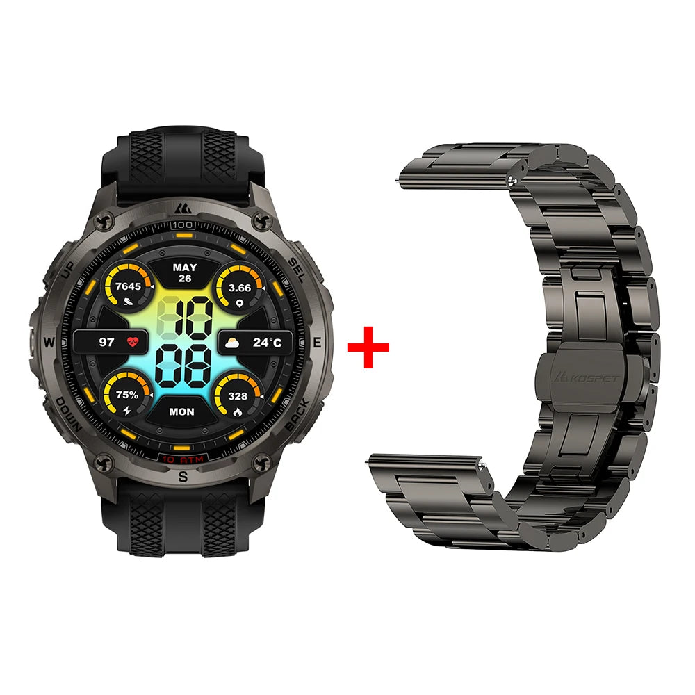 KOSPET Tank T4 Smart Watch for Men GPS Offline Maps 32G ROM 10ATM Waterproof Heart Rate Diving Skiing Hiking for Android IOS