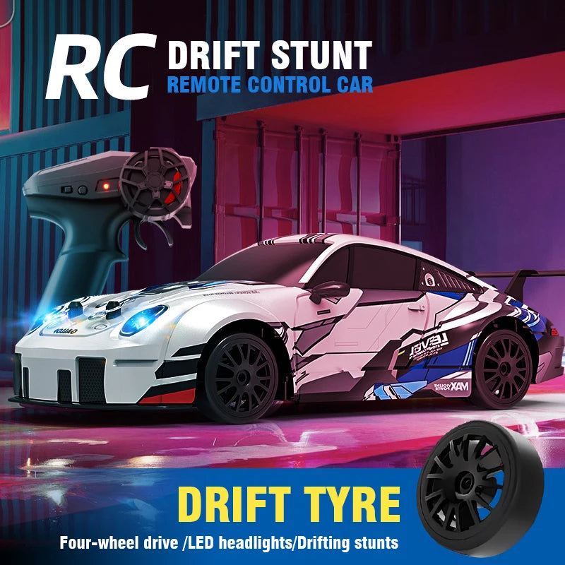 2.4G RC Drift Racing Cars Replaceable Tire High Speed Remote Control Supercar Vehicle with Lights Competition Race Car Boys Gift