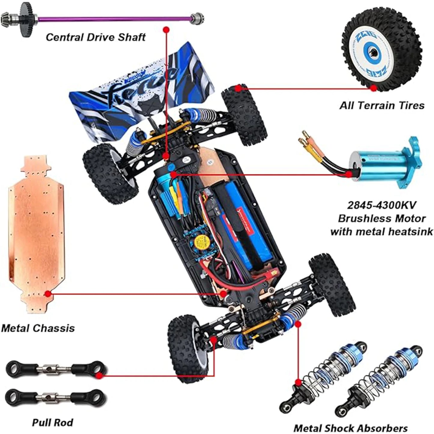 WLtoys 124017(V2) Fast RC Car, 1/12 Brushless RC Car with Independent ESC for Adults, 75km/h, Suitable for Outdoors and Gifts