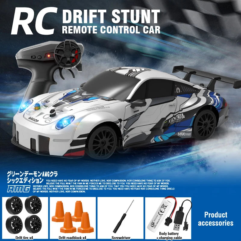 2.4G RC Drift Racing Cars Replaceable Tire High Speed Remote Control Supercar Vehicle with Lights Competition Race Car Boys Gift