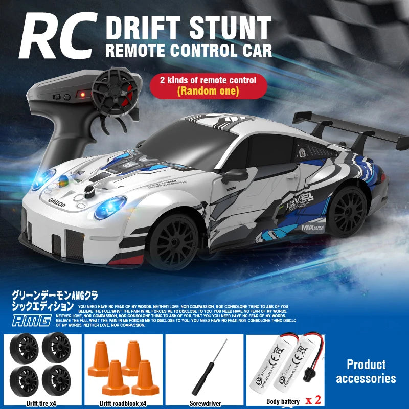 2.4G RC Drift Racing Cars Replaceable Tire High Speed Remote Control Supercar Vehicle with Lights Competition Race Car Boys Gift