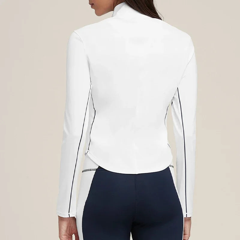 Women's sports coat Fitness Slim-fit blazer Zipper Long sleeve gym Yoga Running Sweatshirt Training jacket