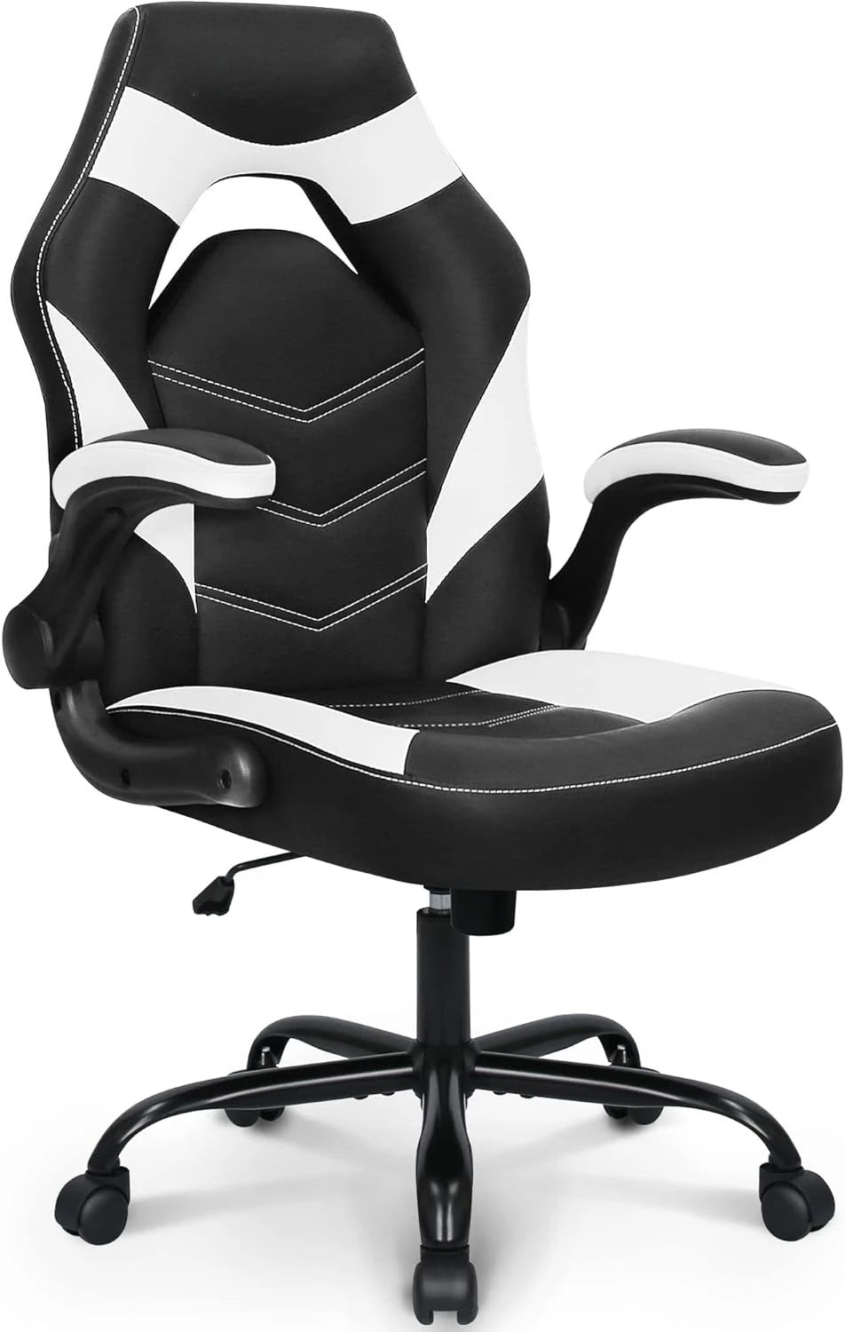 Video Gaming Chair Ergonomic Computer Desk Office Chair with Lumbar Support Adjustable Height Swivel Wheels Flip-Up Arms