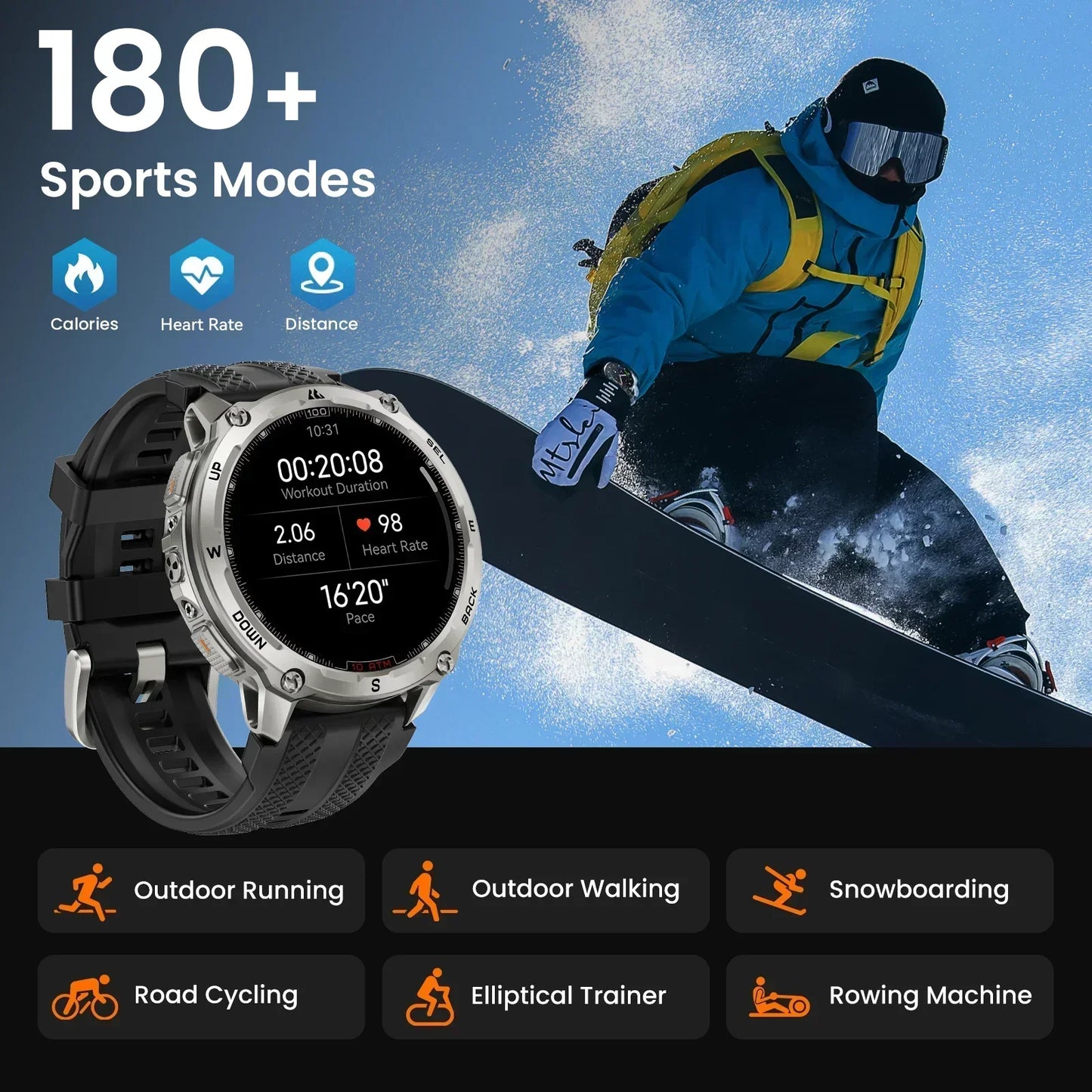 KOSPET Tank T4 Smart Watch for Men GPS Offline Maps 32G ROM 10ATM Waterproof Heart Rate Diving Skiing Hiking for Android IOS