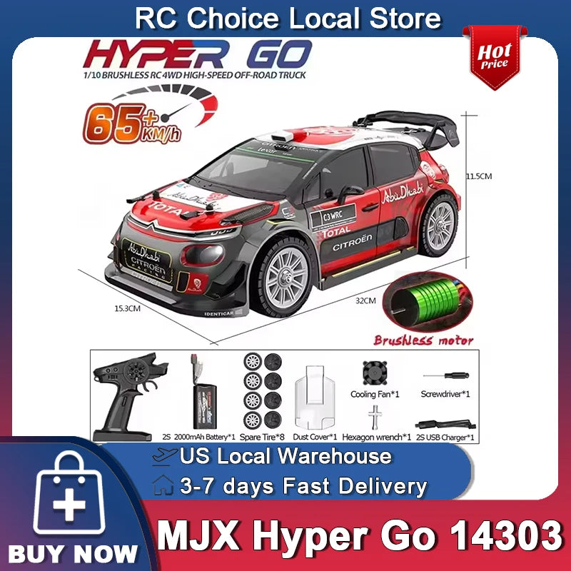 MJX Hyper Go 14303 1/14 4WD RC Drift Car 65km/h Brushless 2.4G Remote Control Car 4WD Off-road High Speed RC Cars Truck Toys