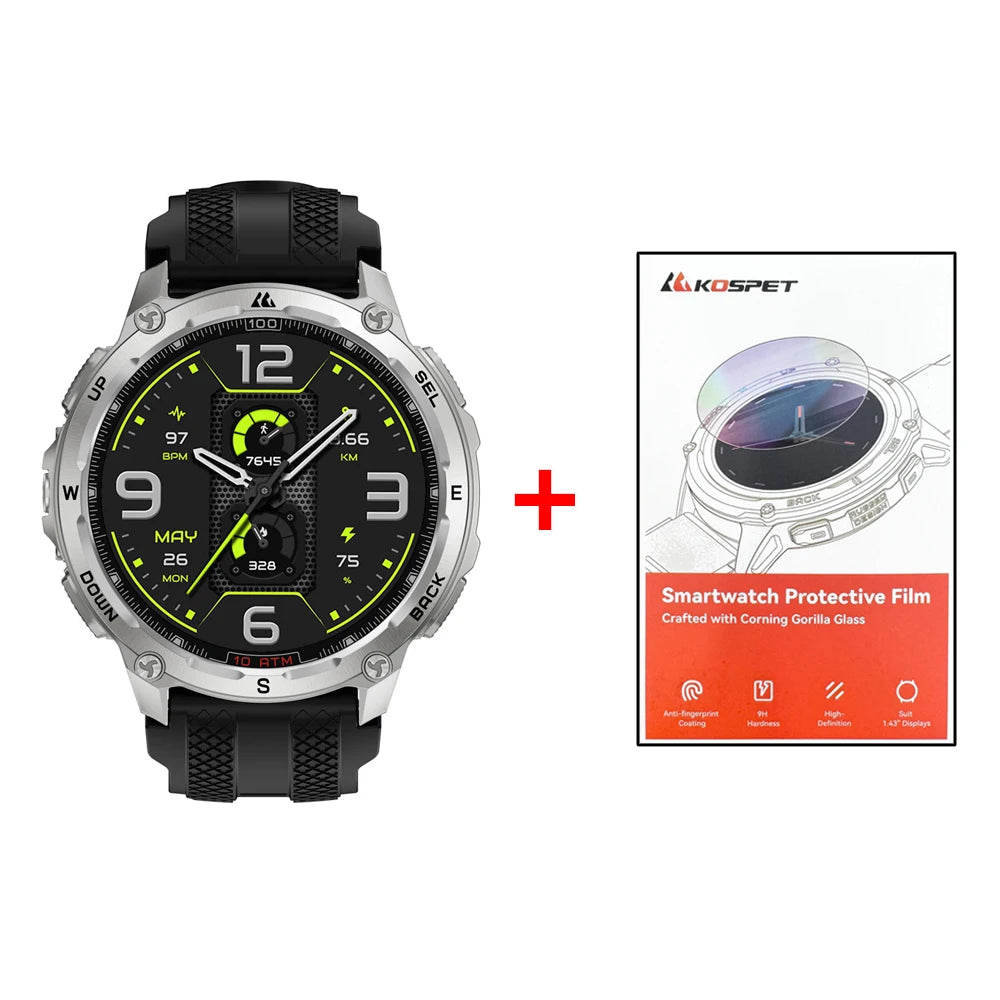 KOSPET Tank T4 Smart Watch for Men GPS Offline Maps 32G ROM 10ATM Waterproof Heart Rate Diving Skiing Hiking for Android IOS