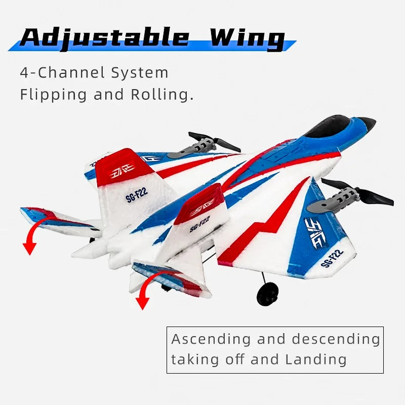 SG-F22 RC Airplane 3D Stunt Plane Model 2.4G Remote Control Fighter Glider Electric Rc Aircraft Toys For Children Adults
