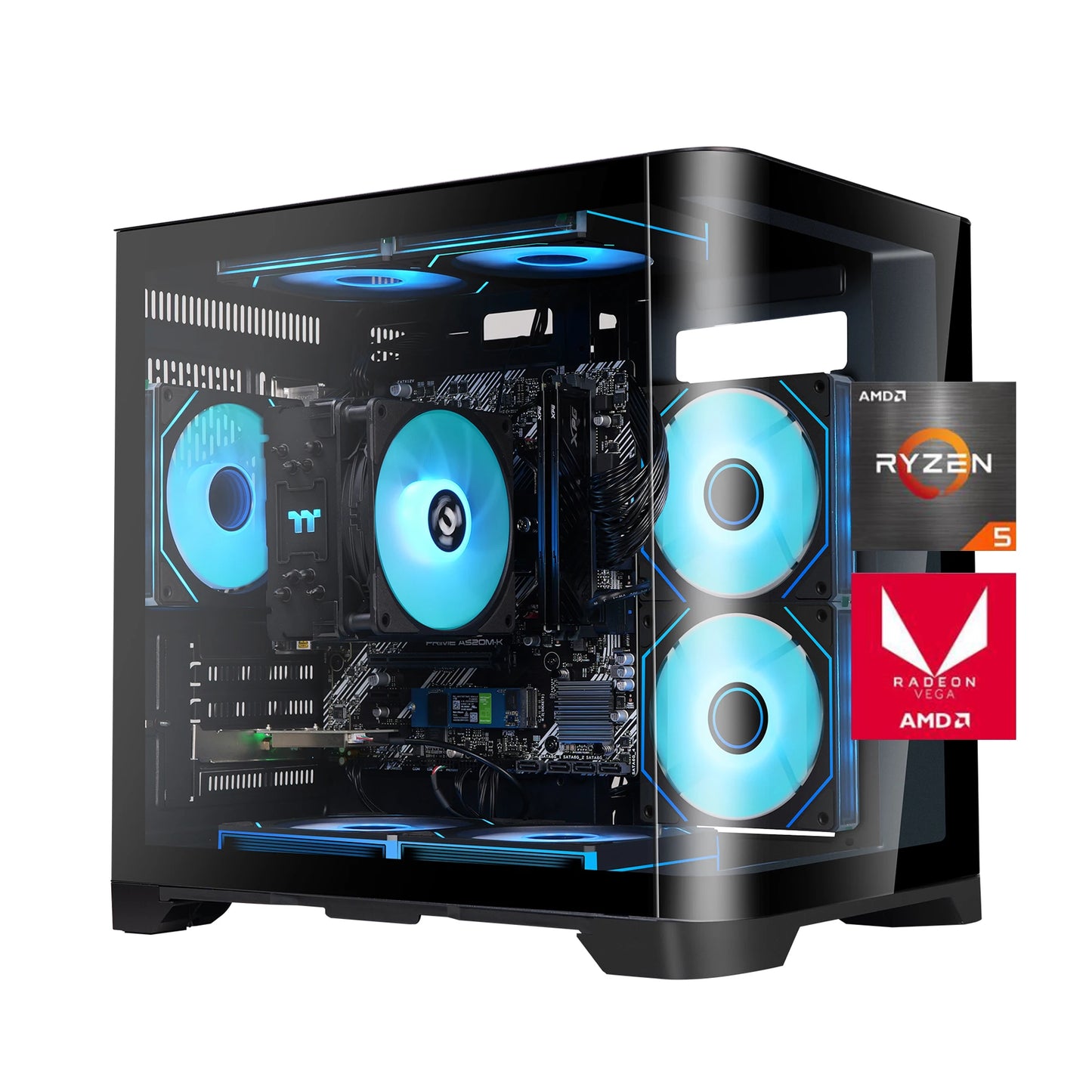 YEAH MAGIC Gaming Desktop AMD Ryzen 5 5600GT 3.9GHz 16GB(8G*2) DDR4 3200 1T NVME SSD ARGB 7 Fans Win 11 Home Gamer Desktop Compu