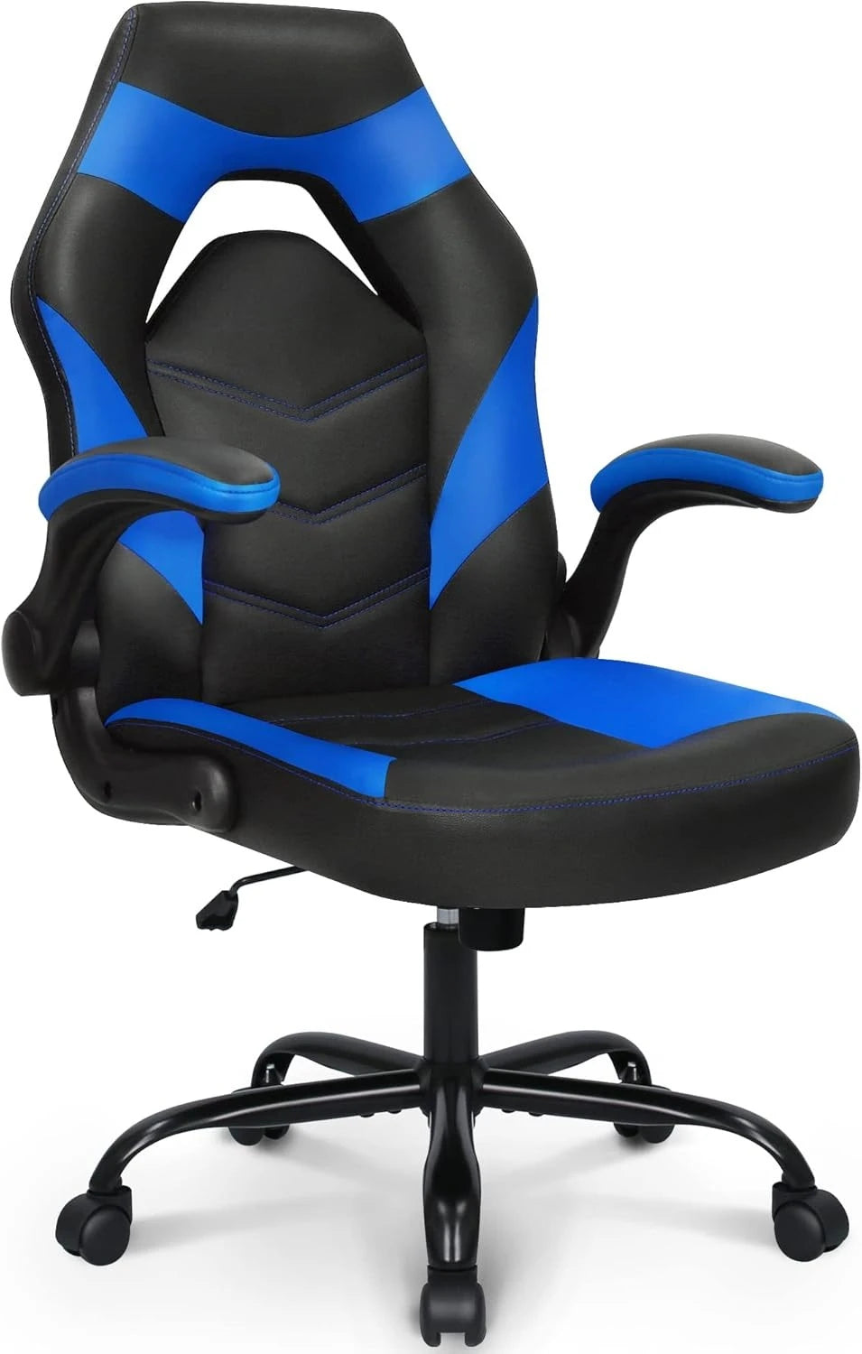 Video Gaming Chair Ergonomic Computer Desk Office Chair with Lumbar Support Adjustable Height Swivel Wheels Flip-Up Arms