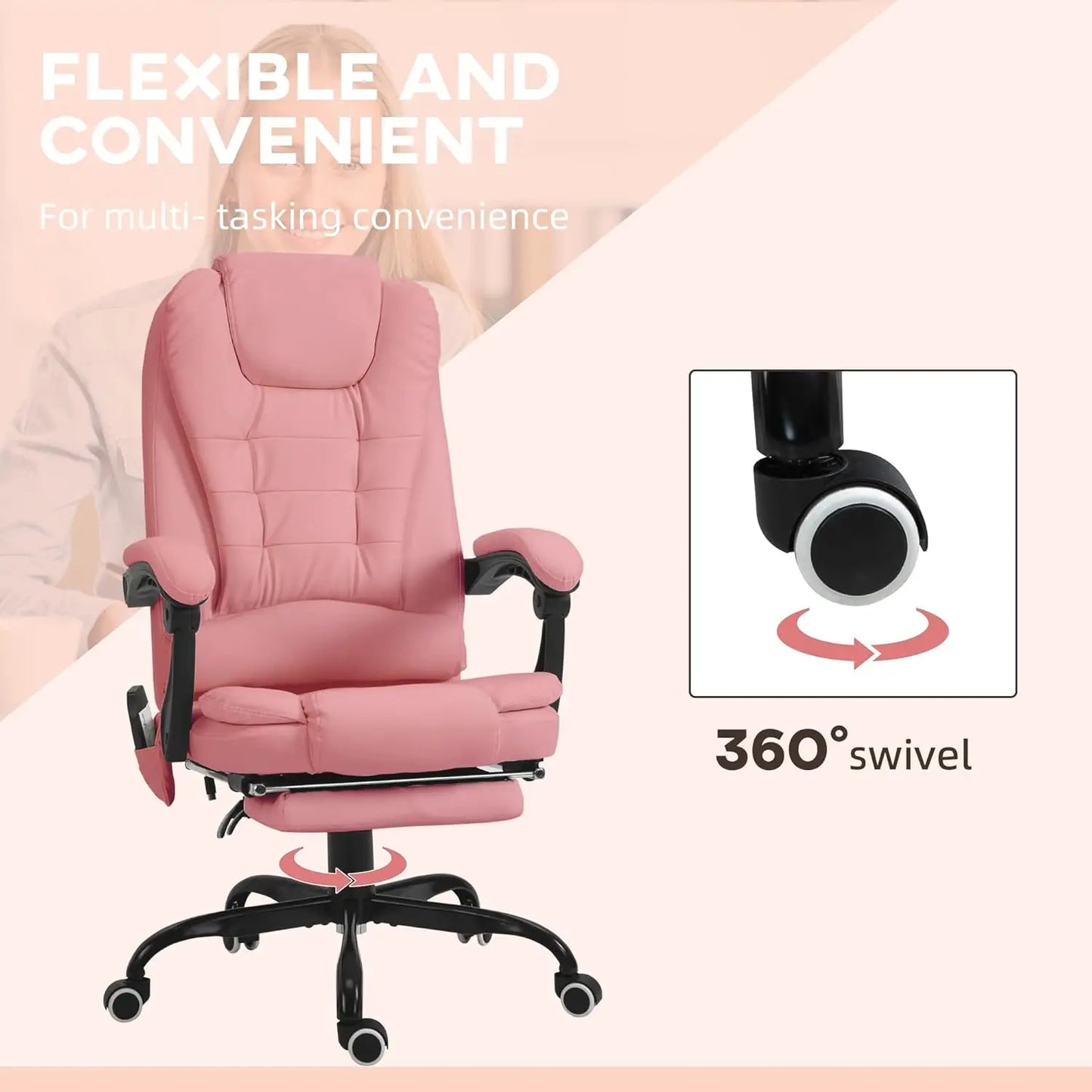 Ergonomic Office Chair with Footrest and Heated,Update Massage Gaming Chair with 7 Vibration Point, Suit for Heavy People