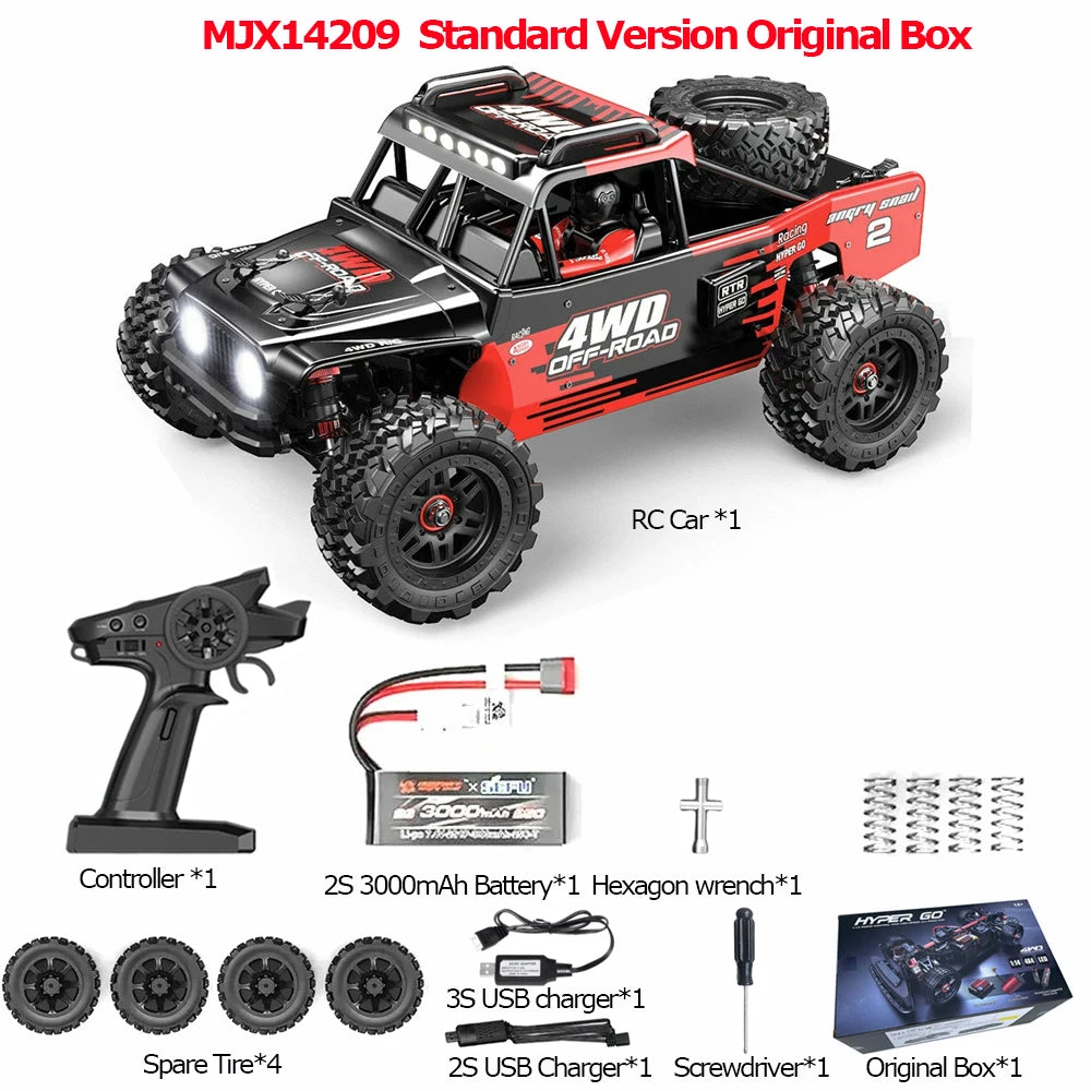 MJX 14209 14210 V3.0 1/14 RC Car 75km/h Brushless Hyper Go 2.4G Remote Control 4WD Off-road Racing RC Truck Electric Hobby Toy
