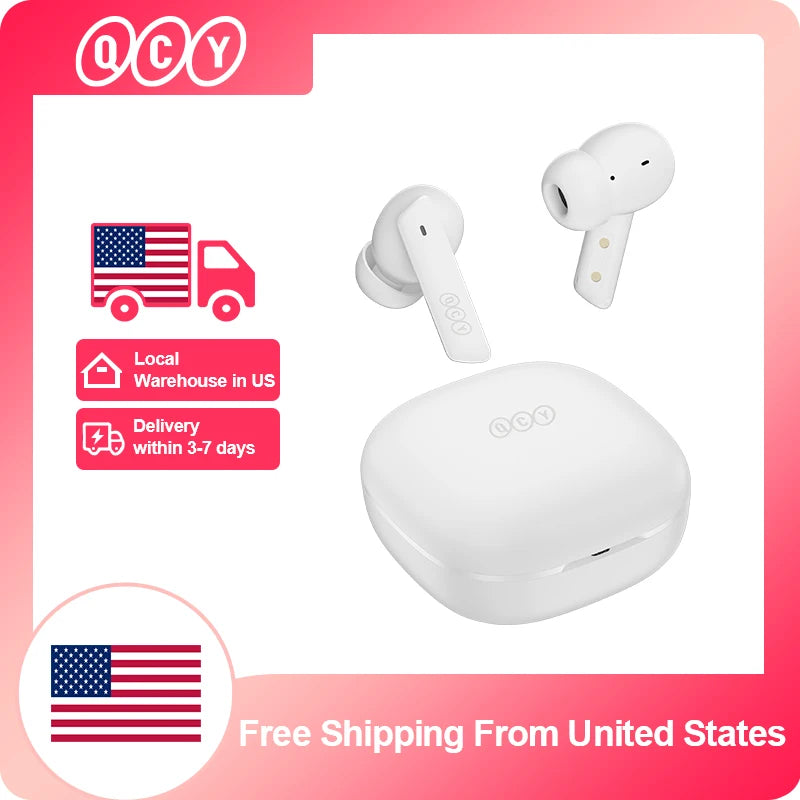 QCY HT05 ANC Wireless Earphone 40dB Noise Cancelling Bluetooth 5.2 Headphone 6 Mic ENC HD Call TWS Earbuds Transparency Mode