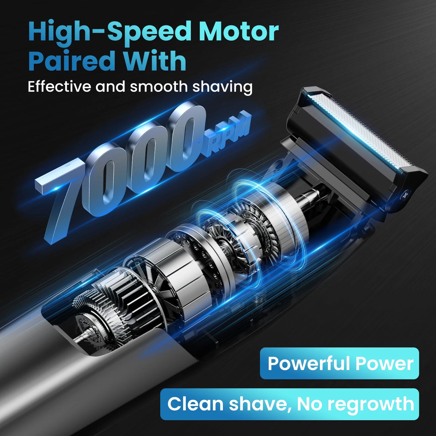 MAXGROOM 3 in 1 Men Bidirectional Body Hair Trimmer Electric Shaver IPX6 Waterproof Double-edged Razor Whole Body Hair Trimmer